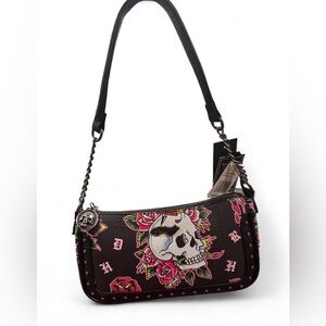 Ed Hardy Black and Pink Shoulder Bag
